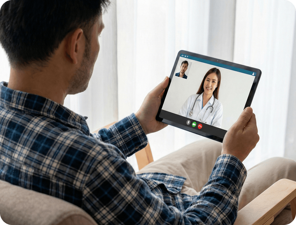 NextClinic doctor consulting with a patient via video call
